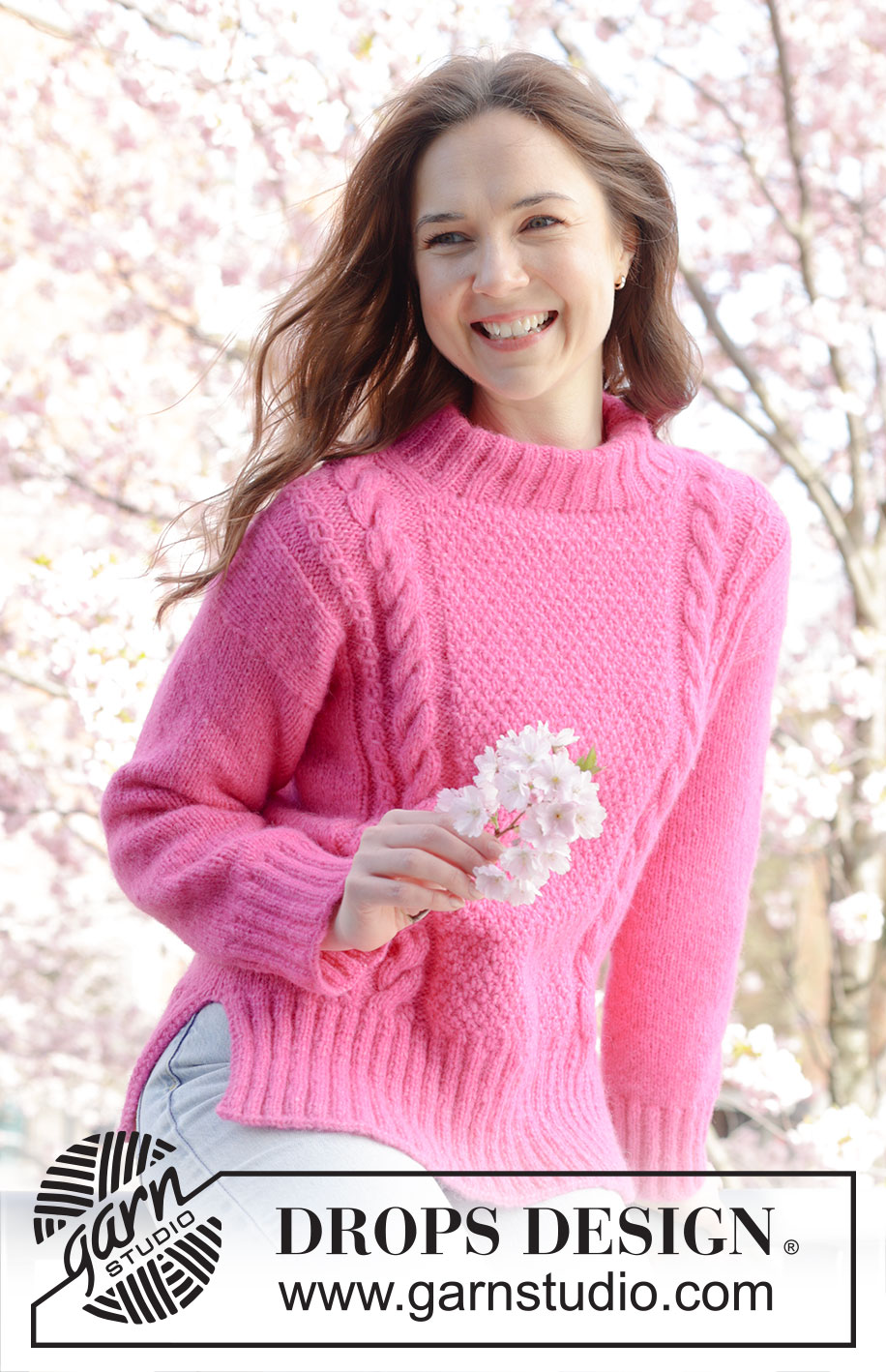 Berry Me Sweater / DROPS 250-33 - DROPS Air või DROPS Paris lõngast ülevalt alla kootud Euroopa/diagonaalsete õlgadega, lõhikutega džemper suurustele S kuni XXXL