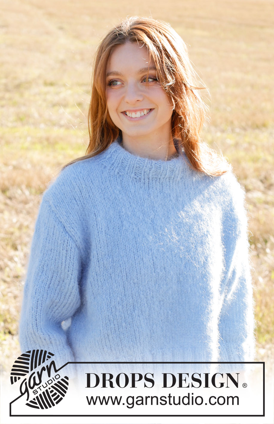 Painted Sky Sweater / DROPS 250-37 - Knitted jumper in DROPS Melody. The piece is worked bottom up with stocking stitch, split in sides, ¾-length sleeves and double neck. Sizes S - XXXL.