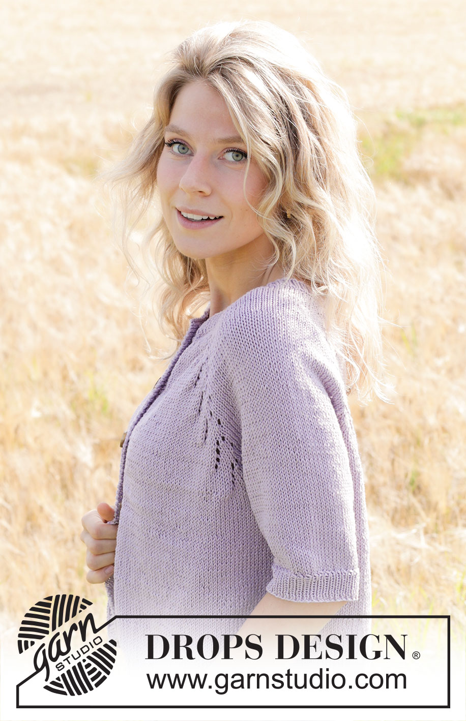 Orchid Tea Cardigan / DROPS 250-4 - Knitted jacket in DROPS Muskat. The piece is worked top down with raglan, lace pattern and short sleeves. Sizes S - XXXL.