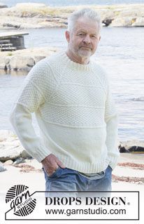 Harbor Horizon / DROPS 251-2 - Pull tricoté de haut en bas pour homme, en DROPS Lima ou DROPS Fiesta. Se tricote avec emmanchures raglan, point fantaisie relief et col doublé. Du S au XXXL