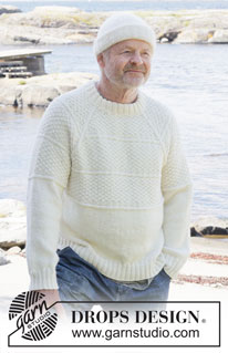 Harbor Horizon / DROPS 251-2 - Pull tricoté de haut en bas pour homme, en DROPS Lima ou DROPS Fiesta. Se tricote avec emmanchures raglan, point fantaisie relief et col doublé. Du S au XXXL