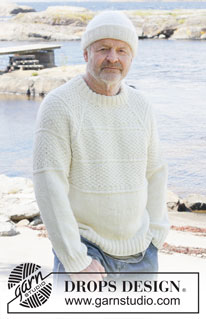 Harbor Horizon / DROPS 251-2 - Pull tricoté de haut en bas pour homme, en DROPS Lima ou DROPS Fiesta. Se tricote avec emmanchures raglan, point fantaisie relief et col doublé. Du S au XXXL