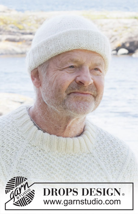 Sailor’s Cap / DROPS 251-3 - Knitted hat in DROPS Puna and DROPS Kid-Silk. Piece is knitted bottom up with double folding edge.