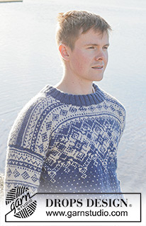 Evening Star / DROPS 251-5 - Knitted sweater for men in DROPS Karisma or DROPS Lima. The piece is worked top down with Nordic pattern and double neck. Sizes S – XXXL.