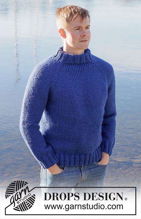 Sapphire Sea Sweater / DROPS 251-7 - Ylhäältä alas neulottu pusero DROPS Snow-langasta. Työssä on sileää neuletta, raglanlinjat ja kaksinkertainen pääntien reunus. Koot S-XXXL.