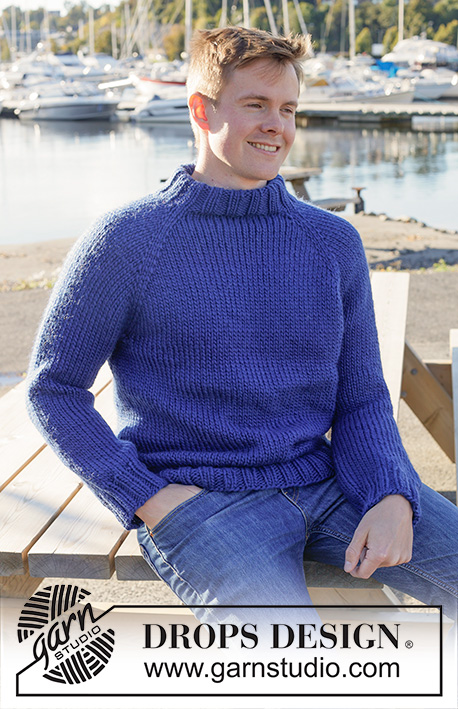 Sapphire Sea Sweater / DROPS 251-7 - Ylhäältä alas neulottu pusero DROPS Snow-langasta. Työssä on sileää neuletta, raglanlinjat ja kaksinkertainen pääntien reunus. Koot S-XXXL.