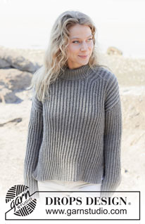 Rock Ridges / DROPS 252-12 - Knitted jumper in DROPS Big Merino. The piece is worked top down with European/diagonal shoulders, English rib and split in sides. Sizes S - XXXL.