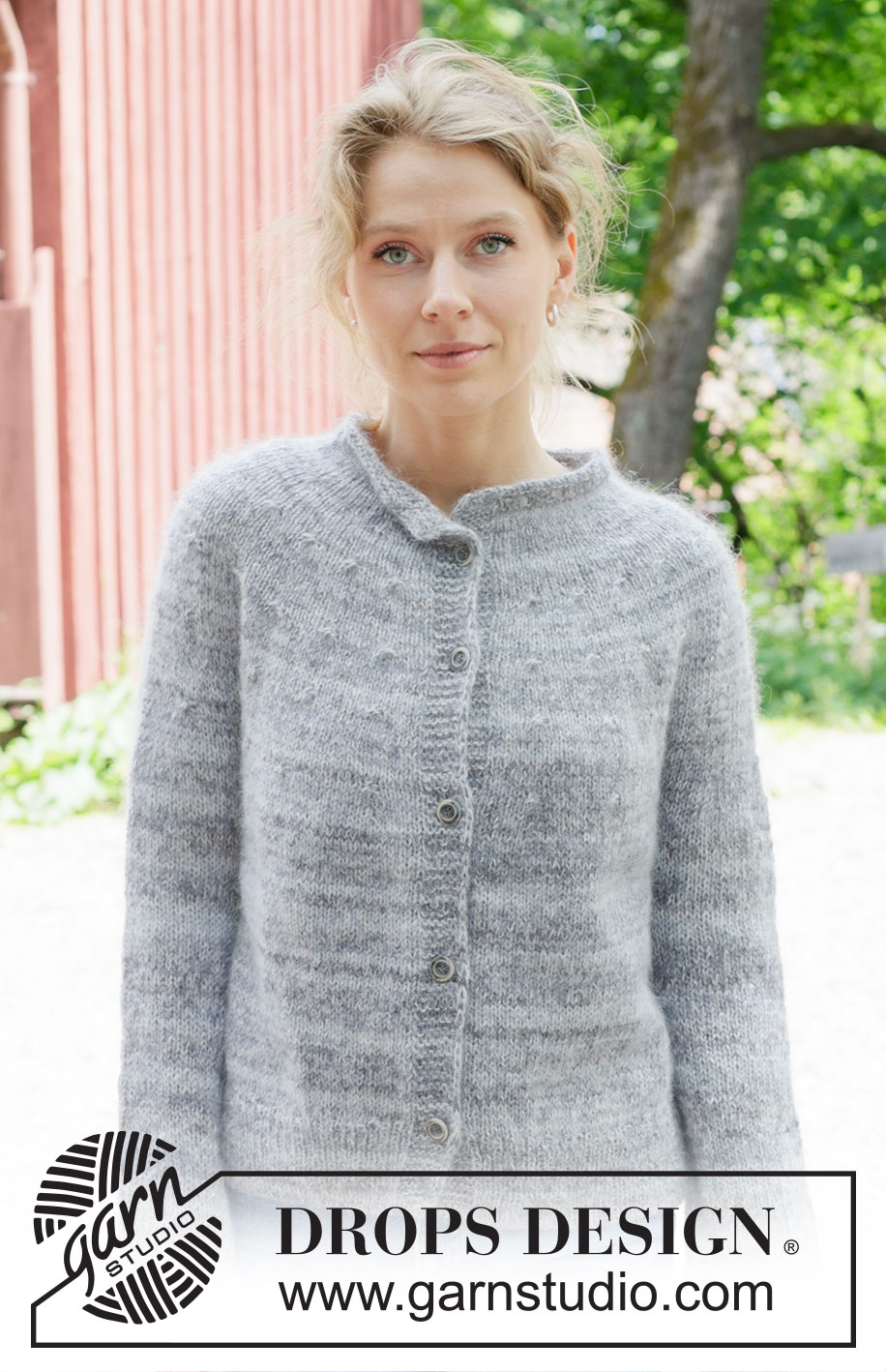 Winter Poem Cardigan / DROPS 252-13 - Knitted jacket in DROPS Fabel and DROPS Kid-Silk. Piece is knitted top down in stocking stitch with round yoke, rolling edge and i-cord. Size: S - XXXL