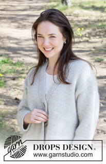 Eirin Cardigan / DROPS 252-15 - Knitted jacket in DROPS Lima and DROPS Kid-Silk. The piece is worked top down with European/diagonal shoulders, V-neck and I-cord. Sizes XS - XXL.
