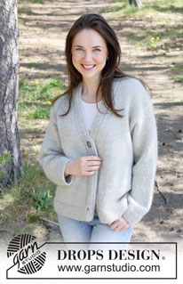 Eirin Cardigan / DROPS 252-15 - Knitted jacket in DROPS Lima and DROPS Kid-Silk. The piece is worked top down with European/diagonal shoulders, V-neck and I-cord. Sizes XS - XXL.
