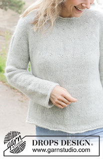 Dove Dream / DROPS 252-2 - Knitted jumper in DROPS Alpaca and DROPS Kid-Silk. Piece is knitted top down in stocking stitch with round yoke and rolling edges. Size: S - XXXL