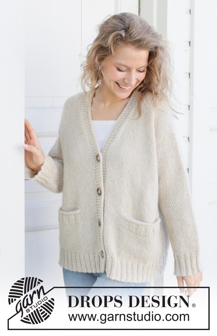 After Winter Cardigan / DROPS 252-27 - Strikket cardigan i DROPS Soft Tweed og DROPS Kid-Silk. Arbejdet strikkes oppefra og ned med skrå / europæisk skulder, v-hals, Iommer og i-cord. Størrelse S - XXXL.