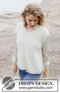 November Novelty Vest / DROPS 252-28 - Knitted vest in DROPS Air. The piece is worked bottom up, with V-neck, diagonal shoulders and split in sides. Sizes XS - XXL.
