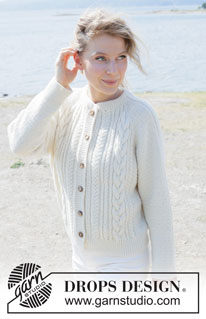Winter Rain Cardigan / DROPS 252-4 - Ylhäältä alas neulottu jakku DROPS Daisy- tai DROPS Karisma-langasta. Työssä on raglanlinjat, palmikoita, kohoneuletta ja kaksinkertainen pääntien reunus. Koot S-XXXL.