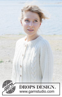 Winter Rain Cardigan / DROPS 252-4 - Ylhäältä alas neulottu jakku DROPS Daisy- tai DROPS Karisma-langasta. Työssä on raglanlinjat, palmikoita, kohoneuletta ja kaksinkertainen pääntien reunus. Koot S-XXXL.