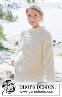 Cherish Sweater / DROPS 252-8 - Knitted jumper in 1 strand DROPS Daisy and 1 strand DROPS Kid-Silk or 1 strand DROPS Puna and 1 strand DROPS Kid-Silk. Piece is knitted top down with raglan and English rib. Size: S - XXXL
