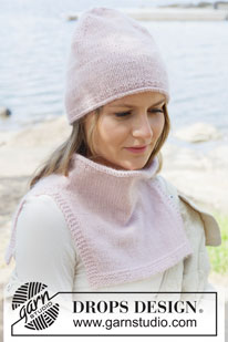 Blushing Horizon Hat / DROPS 253-11 - Knitted hat in DROPS Daisy and DROPS Kid-Silk or DROPS Karisma and DROPS Kid-Silk.. The piece is worked bottom up with a rolled edge. Sizes S - XL.