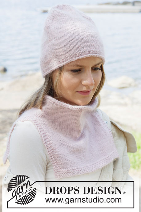 Blushing Horizon Hat / DROPS 253-11 - Knitted hat in DROPS Daisy and DROPS Kid-Silk or DROPS Karisma and DROPS Kid-Silk.. The piece is worked bottom up with a rolled edge. Sizes S - XL.