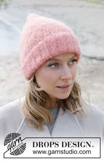 Coral Whisper Hat / DROPS 253-13 - Bonnet tricoté en DROPS Melody. Se tricote de bas en haut.