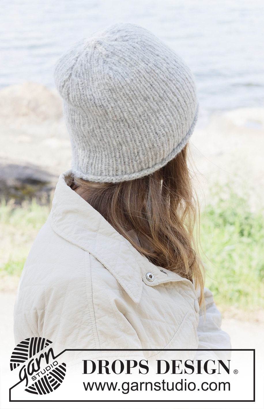 Frost Moon Hat / DROPS 253-21 - Gorro de punto en DROPS Air. La pieza está tejida de abajo hacia arriba con resorte y orilla enrollada.