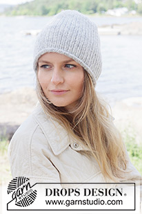 Frost Moon Hat / DROPS 253-21 - Gorro de punto en DROPS Air. La pieza está tejida de abajo hacia arriba con resorte y orilla enrollada.