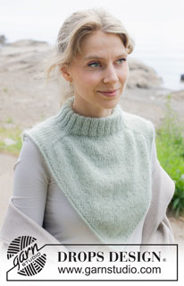 Peppermint Dream / DROPS 253-26 - Knitted neck warmer in DROPS Alpaca and DROPS Kid-Silk. Piece is knitted top down with saddle shoulders and i-cord.