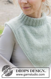 Peppermint Dream / DROPS 253-26 - Knitted neck warmer in DROPS Alpaca and DROPS Kid-Silk. Piece is knitted top down with saddle shoulders and i-cord.