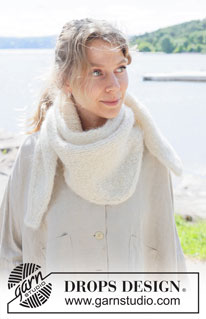 Frosted Forest Shawl / DROPS 253-30 - Scialle lavorato ai ferri in 2 capi di DROPS Melody. Lavorato da lato a lato a maglia rasata con I-cord.