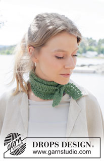 Fern Valley Scarf / DROPS 253-33 - Šátek s pikotkovým lemem pletený kolmo, napříč vroubkovým vzorem z příze DROPS Flora.