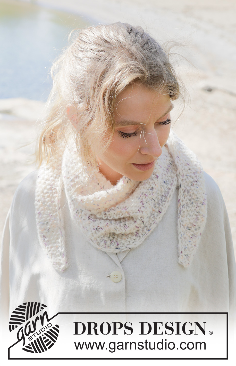 Fall Fireworks Scarf / DROPS 253-35 - Gestricktes Tuch in DROPS Fabel und DROPS Brushed Alpaca Silk. Die Arbeit wird quer mit Perlmuster und Maschen am Rand gestrickt.
