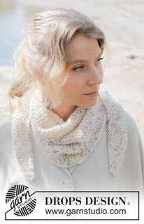 Fall Fireworks Scarf / DROPS 253-35 - Gestricktes Tuch in DROPS Fabel und DROPS Brushed Alpaca Silk. Die Arbeit wird quer mit Perlmuster und Maschen am Rand gestrickt.