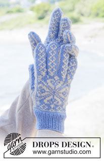 Glacier Blue Gloves / DROPS 253-36 - Kötött kesztyű, norvégmintával DROPS Karisma fonalból.