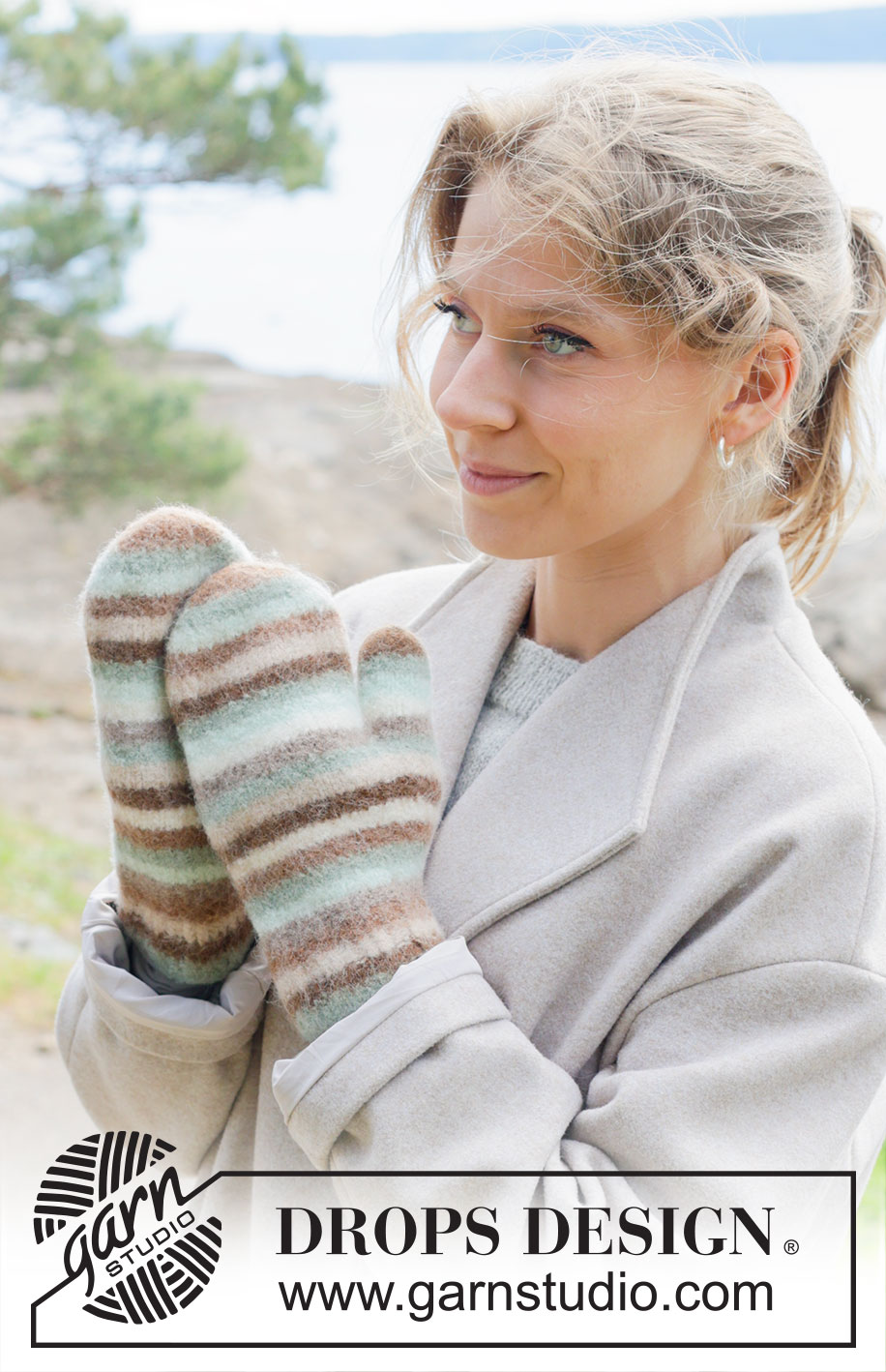 Winter Zebra Mittens / DROPS 253-38 - Knitted and felted mittens with stripes in DROPS Lima.