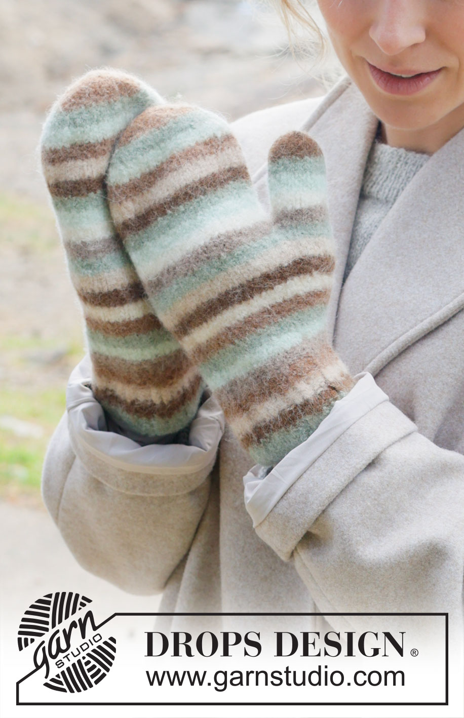 Winter Zebra Mittens / DROPS 253-38 - Knitted and felted mittens with stripes in DROPS Lima.