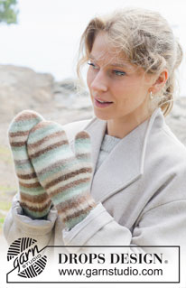 Winter Zebra Mittens / DROPS 253-38 - Knitted and felted mittens with stripes in DROPS Lima.