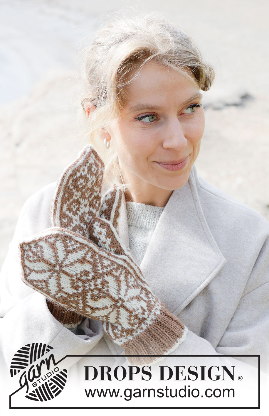 Nordic Oak Mittens / DROPS 253-39 - Stickade vantar med nordiskt mönster i DROPS Lima.