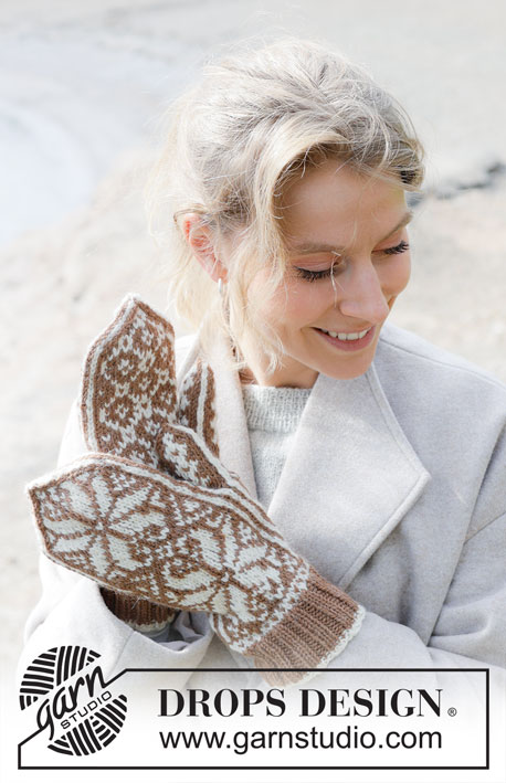 Nordic Oak Mittens / DROPS 253-39 - Stickade vantar med nordiskt mönster i DROPS Lima.