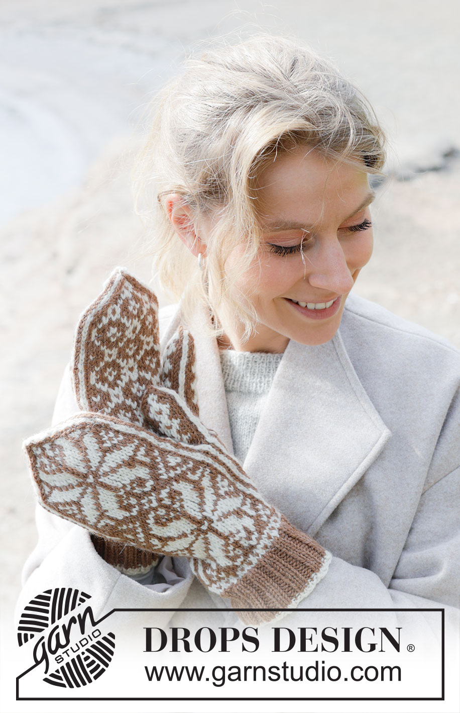 Nordic Oak Mittens / DROPS 253-39 - Stickade vantar med nordiskt mönster i DROPS Lima.