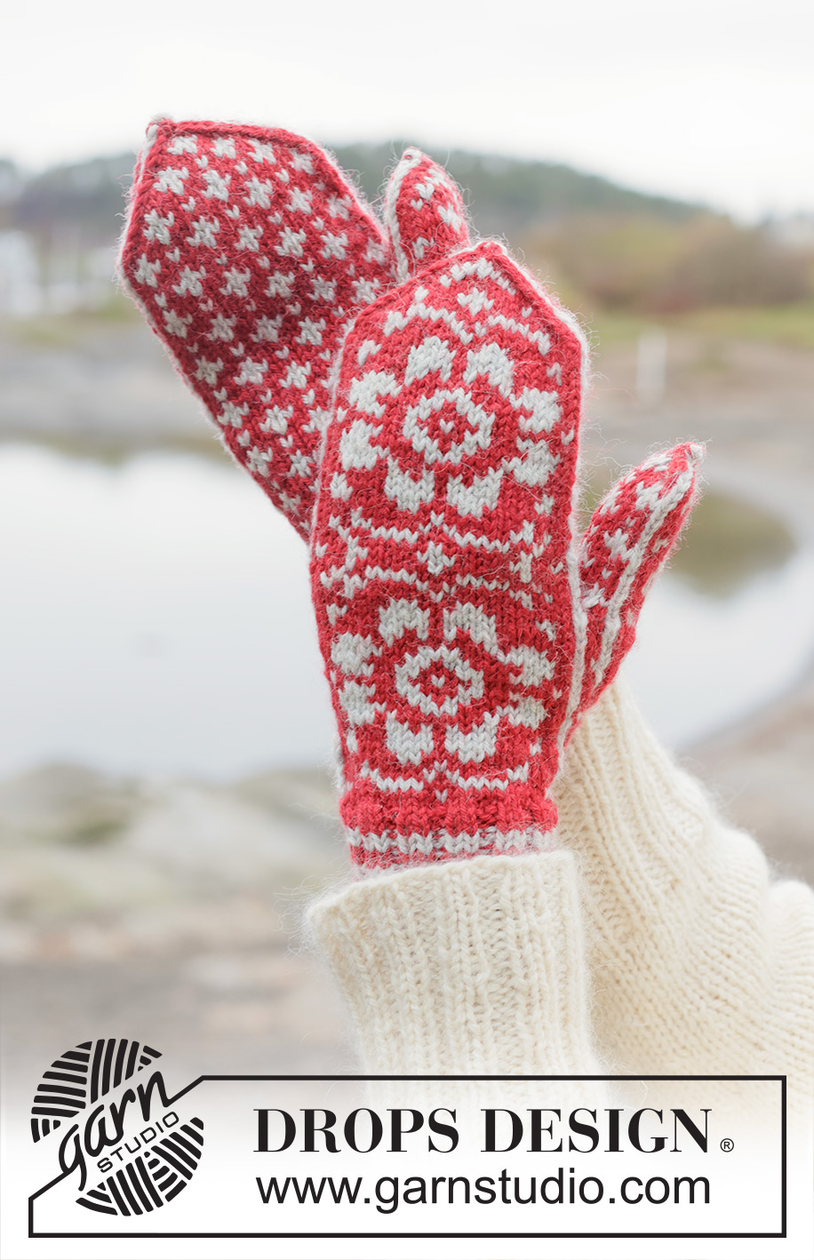 Festive Nordic Mittens / DROPS 253-57 - Knitted mittens with Nordic pattern in DROPS Lima. Theme: Christmas.