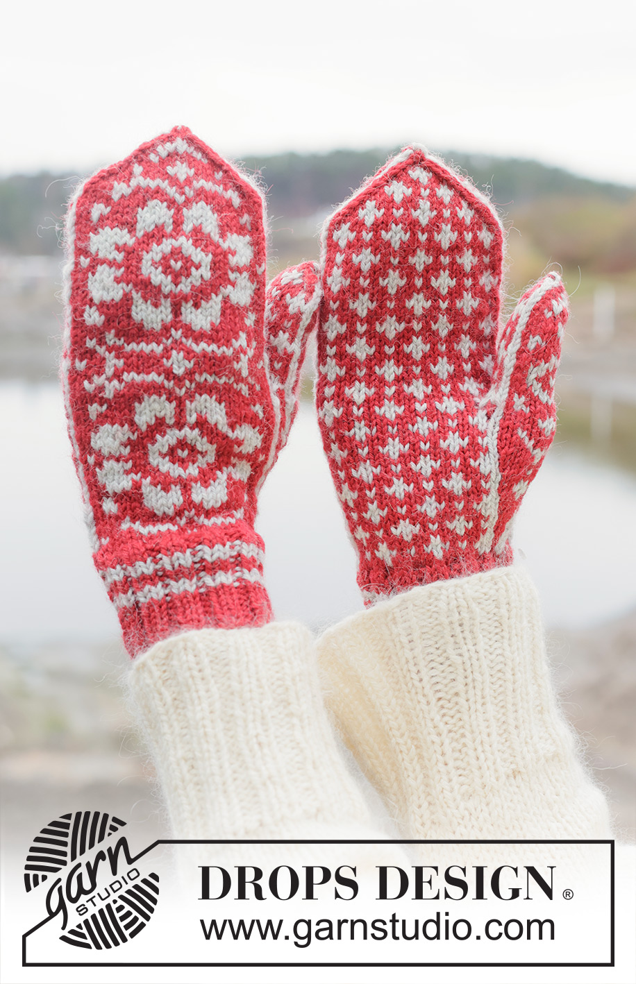 Festive Nordic Mittens / DROPS 253-57 - Knitted mittens with Nordic pattern in DROPS Lima. Theme: Christmas.