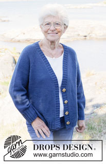 Deep River Cardigan / DROPS 254-11 - Prjónuð peysa úr DROPS Daisy eða DROPS Karisma. Stykkið er prjónað ofan frá og niður með laskalínu og v-hálsmáli. Stærð S - XXXL.