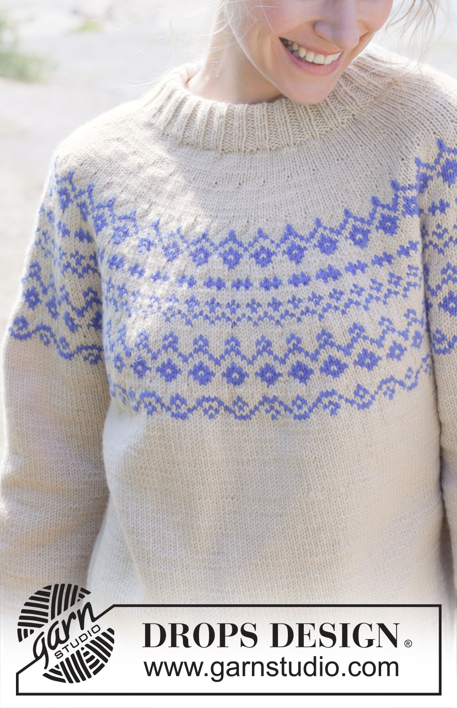 Spring Memories / DROPS 254-13 - Strikket bluse i DROPS Daisy eller DROPSP Karisma. Arbejdet strikkes oppefra og ned med rundt bærestykke, nordisk mønster og dobbelt halskant. Størrelse S - XXXL.