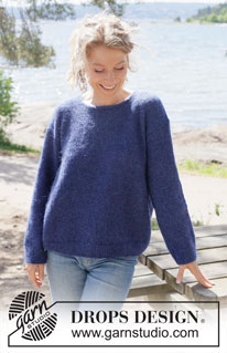 Midnight Meetup / DROPS 254-15 - Gebreide trui in DROPS Alpaca en DROPS Kid-Silk. Het werk wordt van onder naar boven gebreid, met ingenaaide mouwen en PUNNIKRAND. Maat: S - XXXL