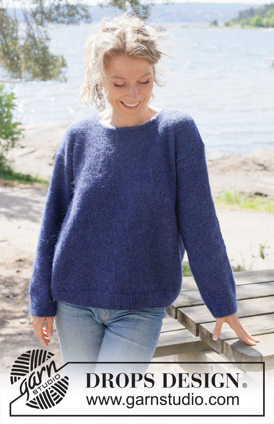 Midnight Meetup / DROPS 254-15 - Gebreide trui in DROPS Alpaca en DROPS Kid-Silk. Het werk wordt van onder naar boven gebreid, met ingenaaide mouwen en PUNNIKRAND. Maat: S - XXXL