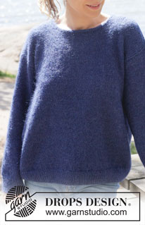 Midnight Meetup / DROPS 254-15 - Gebreide trui in DROPS Alpaca en DROPS Kid-Silk. Het werk wordt van onder naar boven gebreid, met ingenaaide mouwen en PUNNIKRAND. Maat: S - XXXL