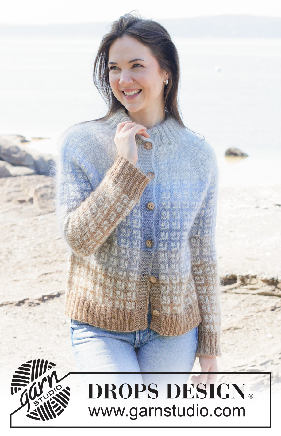 Cobblestone Cardigan / DROPS 254-2 - Prjónuð peysa úr DROPS Alpaca og DROPS Kid-Silk. Stykkið er prjónað ofan frá og niður með laskalínu, norrænu mynstri, röndum í litatónum, tvöföldum kanti í hálsmáli og i-cord. Stærð XS - XXL.