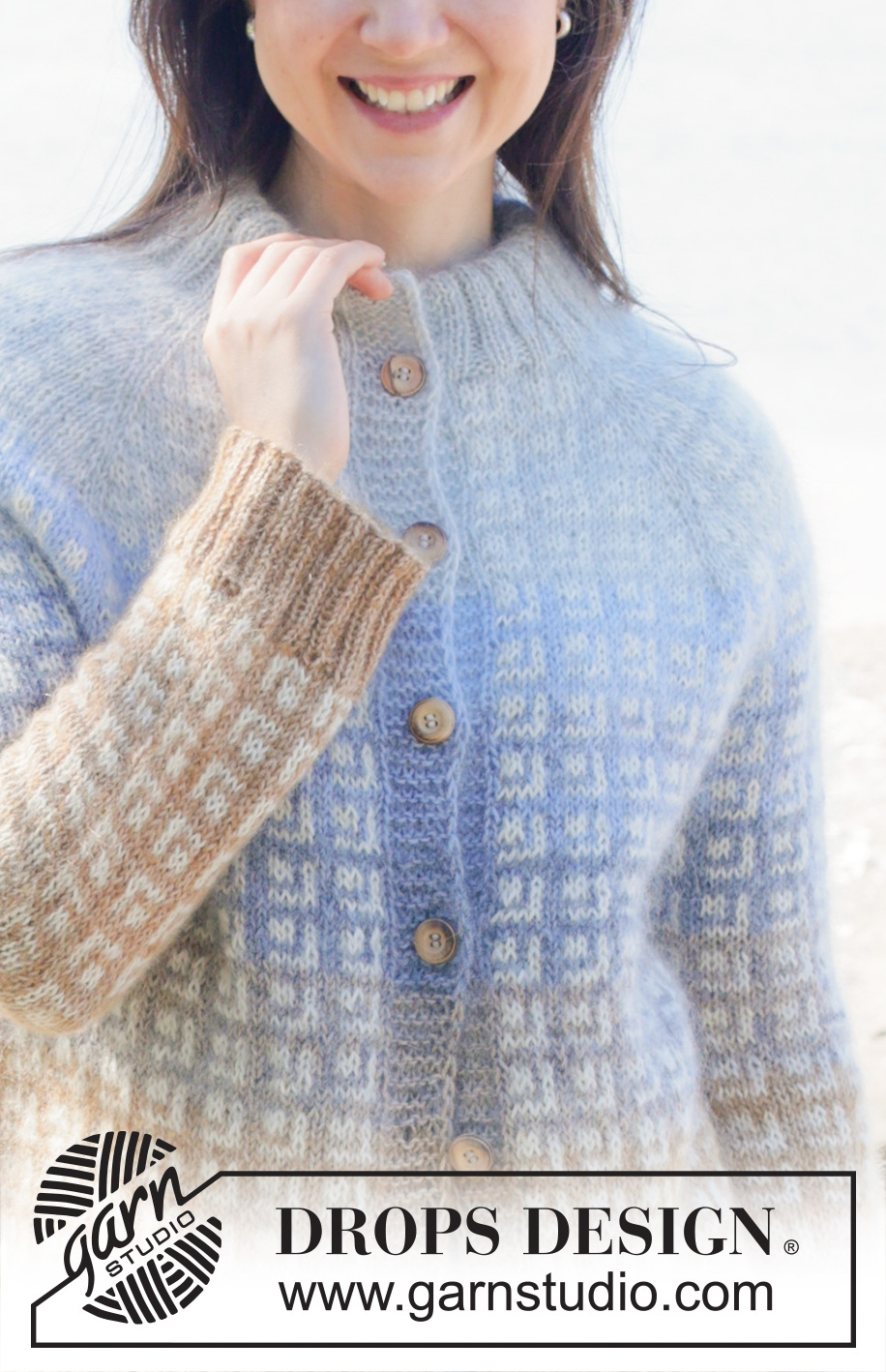 Cobblestone Cardigan / DROPS 254-2 - Prjónuð peysa úr DROPS Alpaca og DROPS Kid-Silk. Stykkið er prjónað ofan frá og niður með laskalínu, norrænu mynstri, röndum í litatónum, tvöföldum kanti í hálsmáli og i-cord. Stærð XS - XXL.