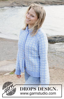 River Breakup Cardigan / DROPS 254-29 - Knitted jacket in DROPS Air. The piece is worked top down with raglan, Nordic pattern, double neck and I-cord. Sizes S - XXXL.