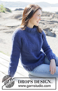 Sapphire Sea Sweater / DROPS 254-31 - Stickad tröja i DROPS Snow. Arbetet stickas uppifrån och ner i slätstickning med raglan. Storlek S - XXXL.