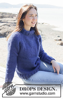 Sapphire Sea Sweater / DROPS 254-31 - Stickad tröja i DROPS Snow. Arbetet stickas uppifrån och ner i slätstickning med raglan. Storlek S - XXXL.